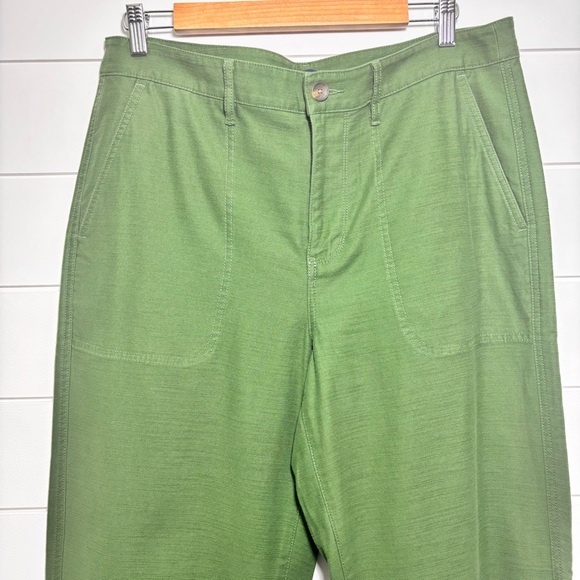 J. Crew Cotton Camp Pant Women’s Size 12 Patch Pockets Tapered Leg Casual Green - Picture 4 of 13